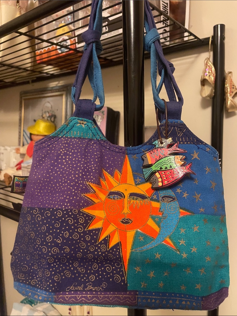 Laurel Burch Sun & Moon Patchwork Design Canvas MiniTote